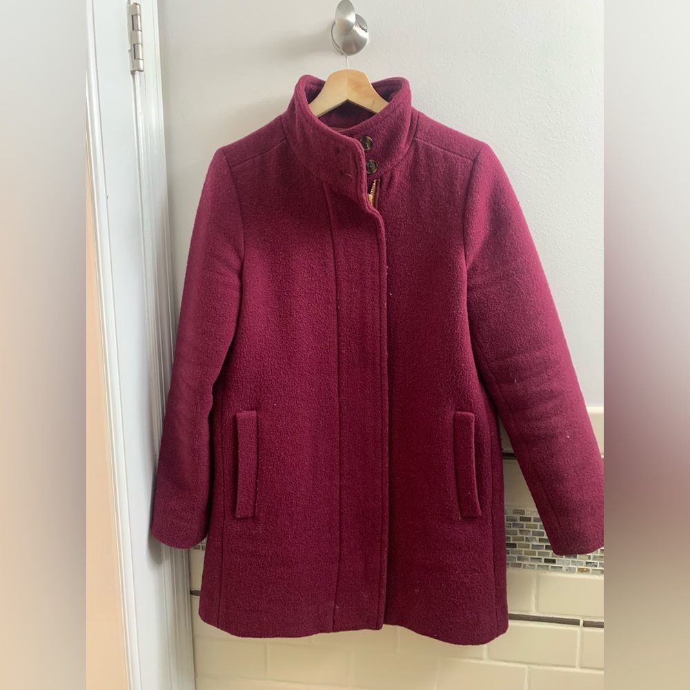 J. Crew Women's Deep Red Pea Coat